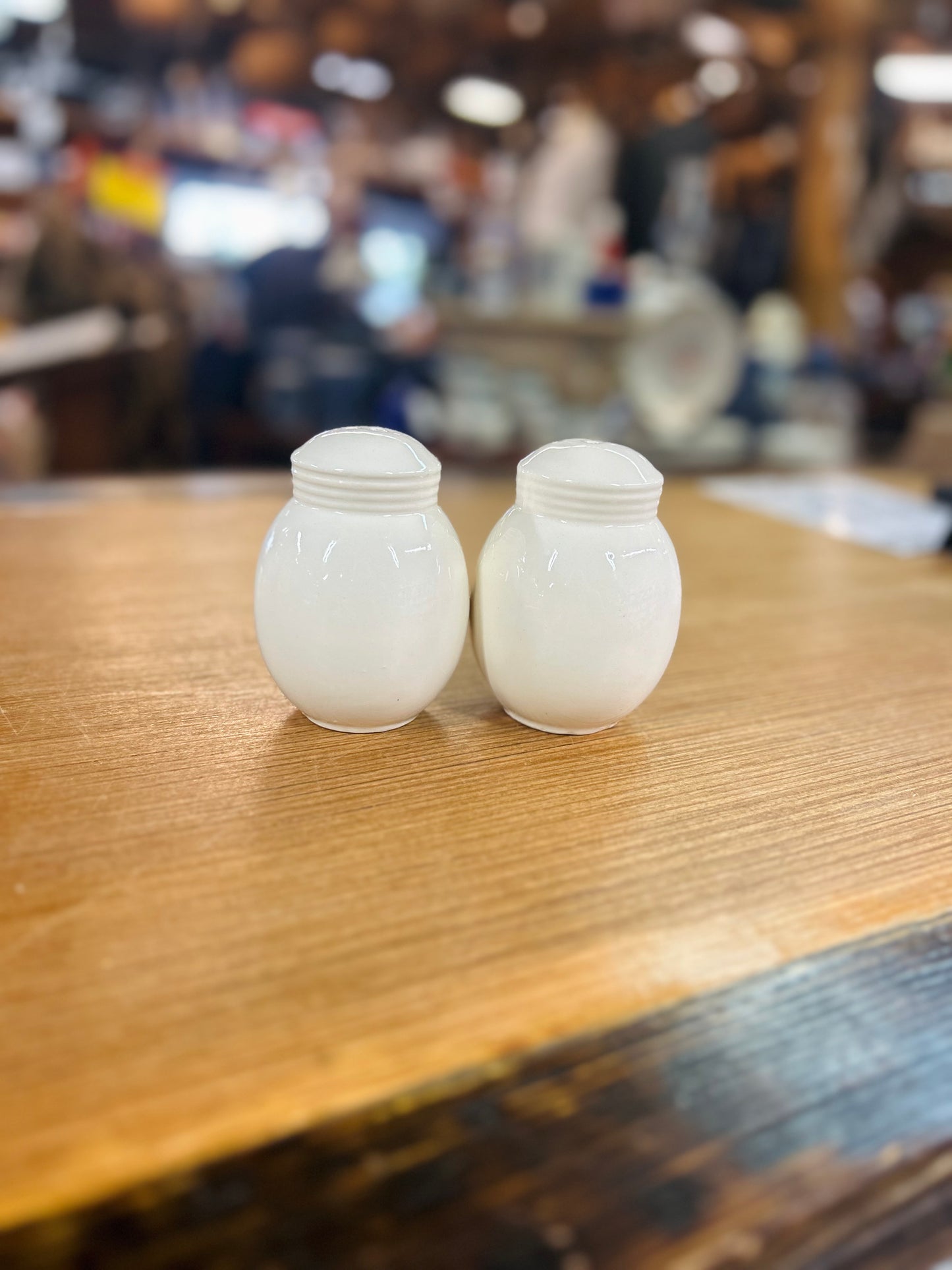 Vintage 1980s Ceramic Salt and Pepper Shakers with Floral Heart Design
