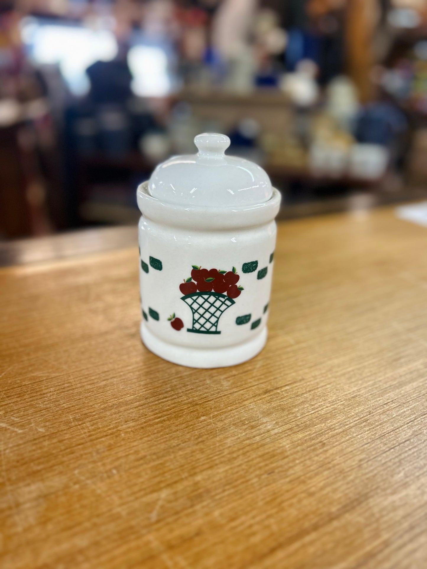 Vintage GEI Stoneware Pottery Apple Canister