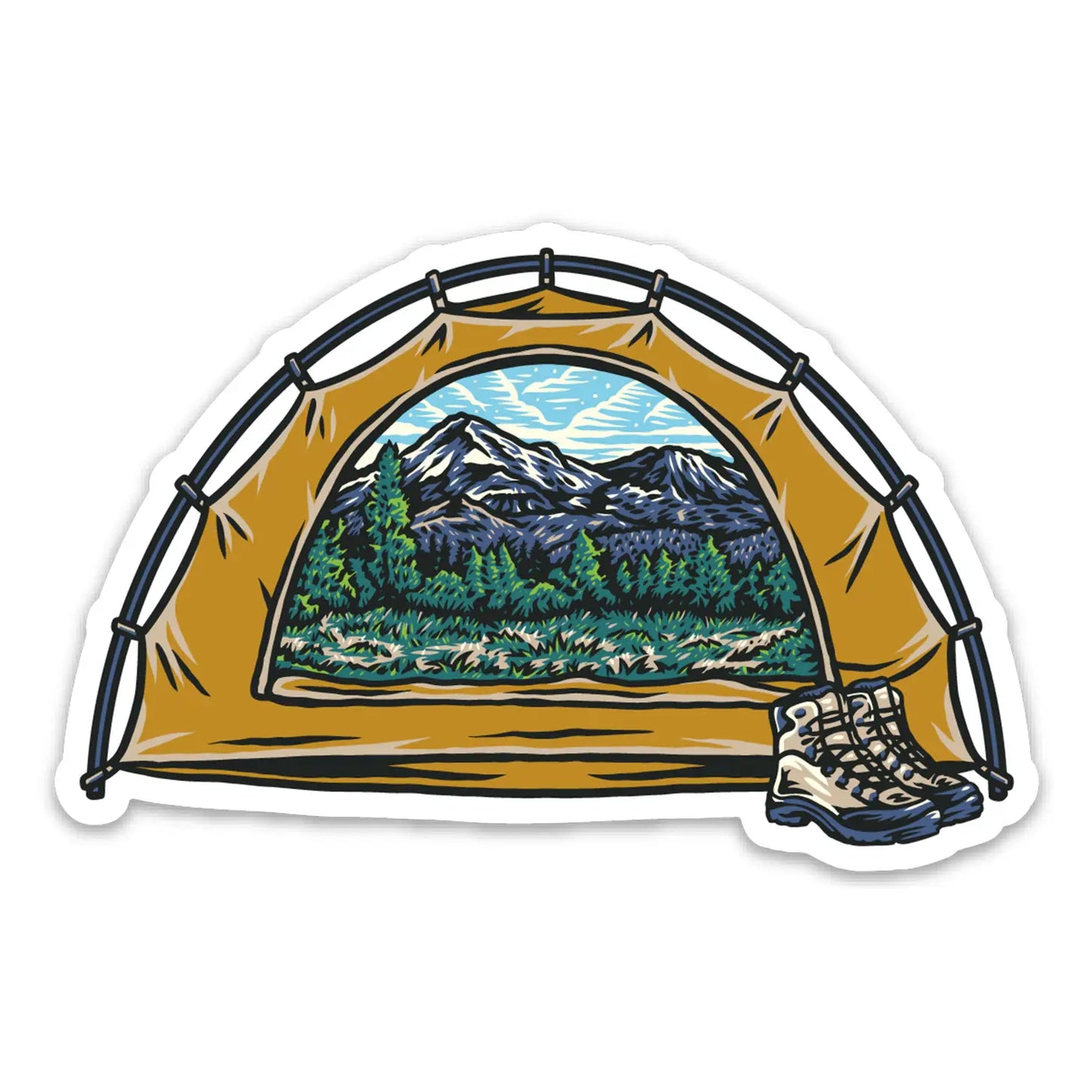 Tent with Mountain View Sticker