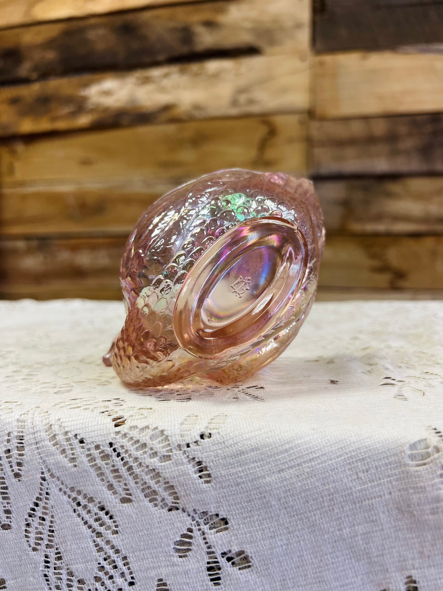 Vintage Imperial By Lennox Pink and Iridescent Swan Figurine Trinket Dish