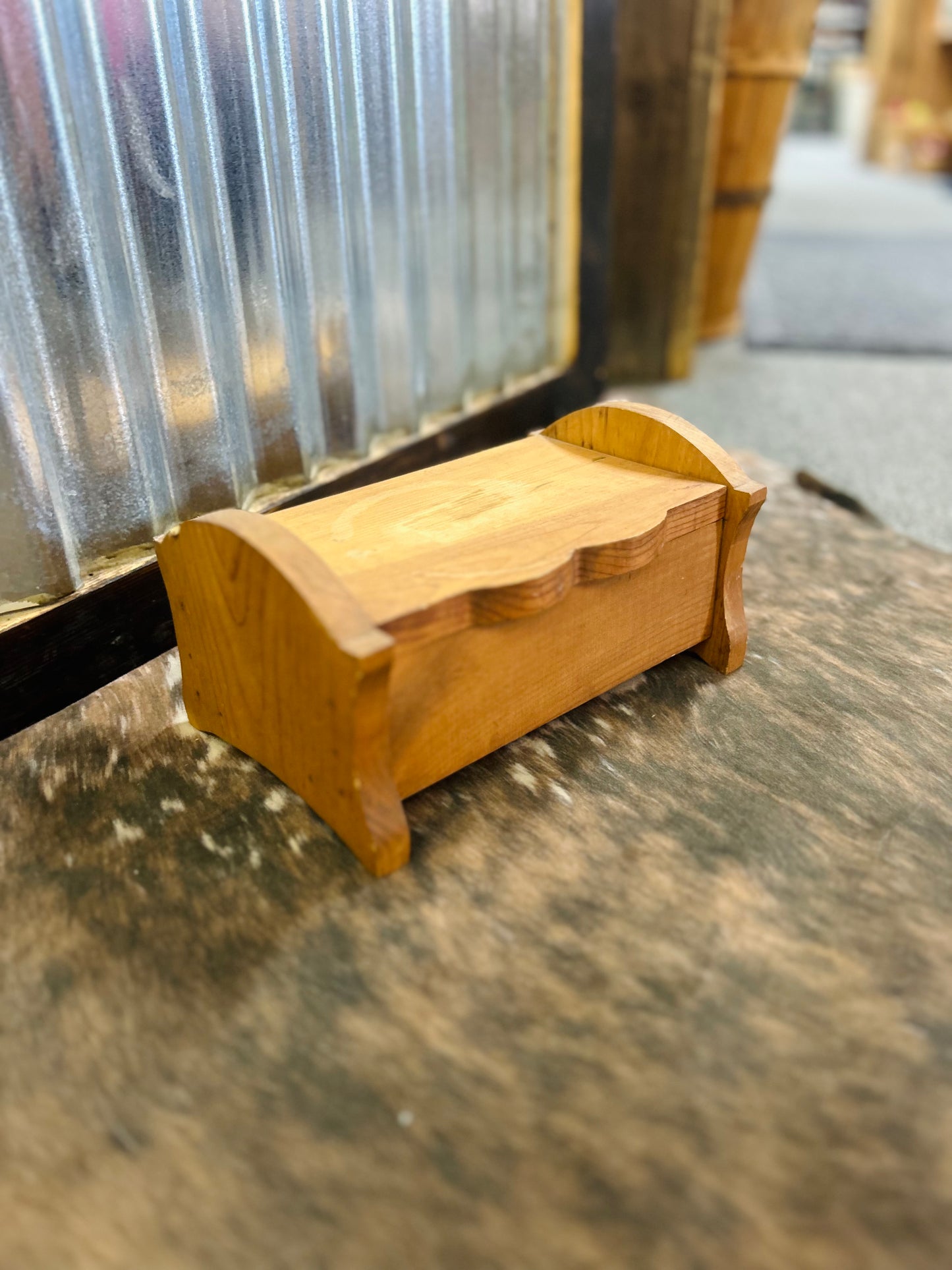 Vintage Wooden Box with Flip Lid