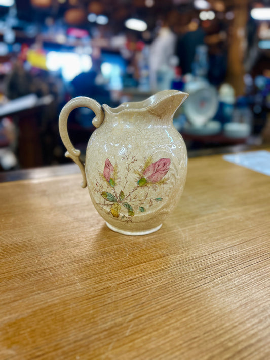 Vintage RENA Floral Rose Bud Design Pottery Pitcher