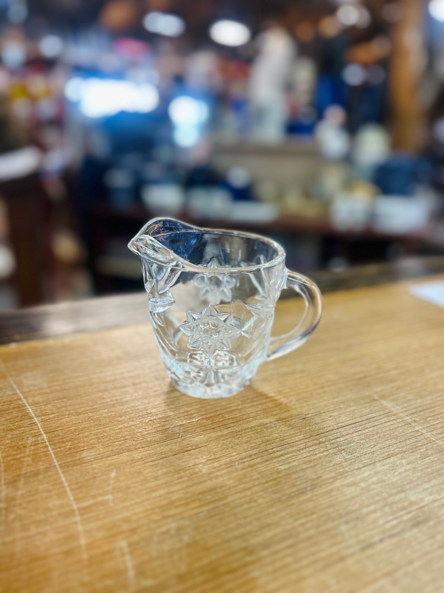 Vintage Anchor Hocking "Star Of David" Pattern Glass Creamer