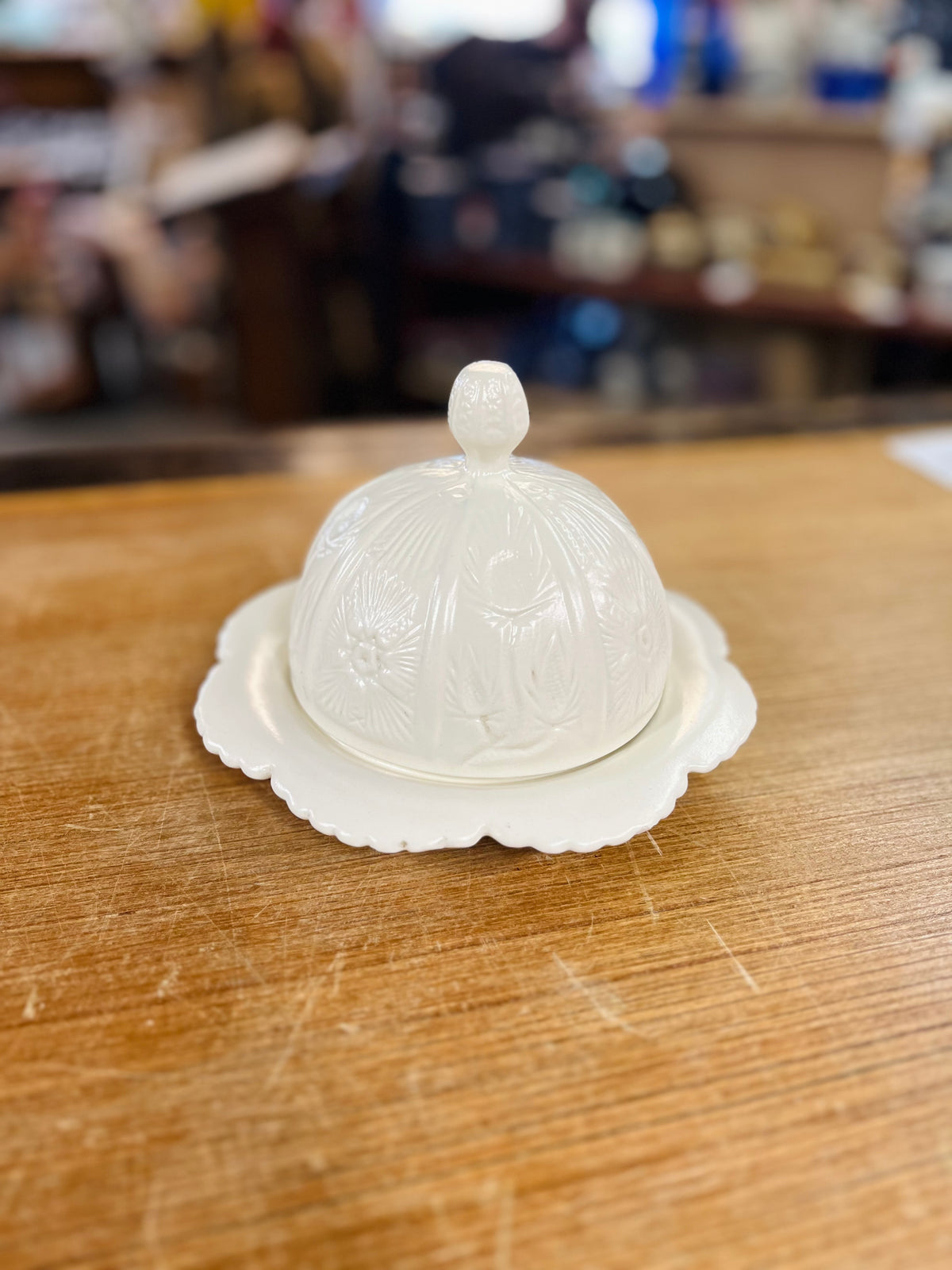 Vintage White Porcelain Domed Butter Dish