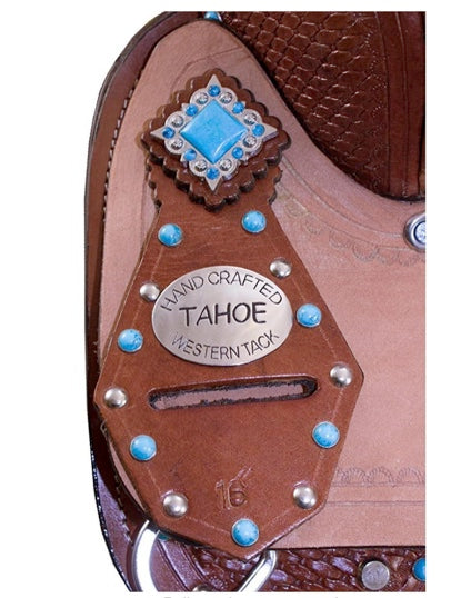 Tahoe Turquoise Accent Tough Western Barrel Saddle