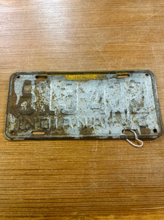 Vintage 1942 Indiana License Plate