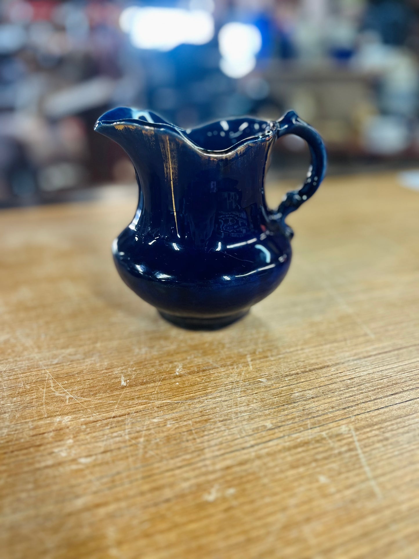 Vintage Blue Ceramic Mini Pitcher