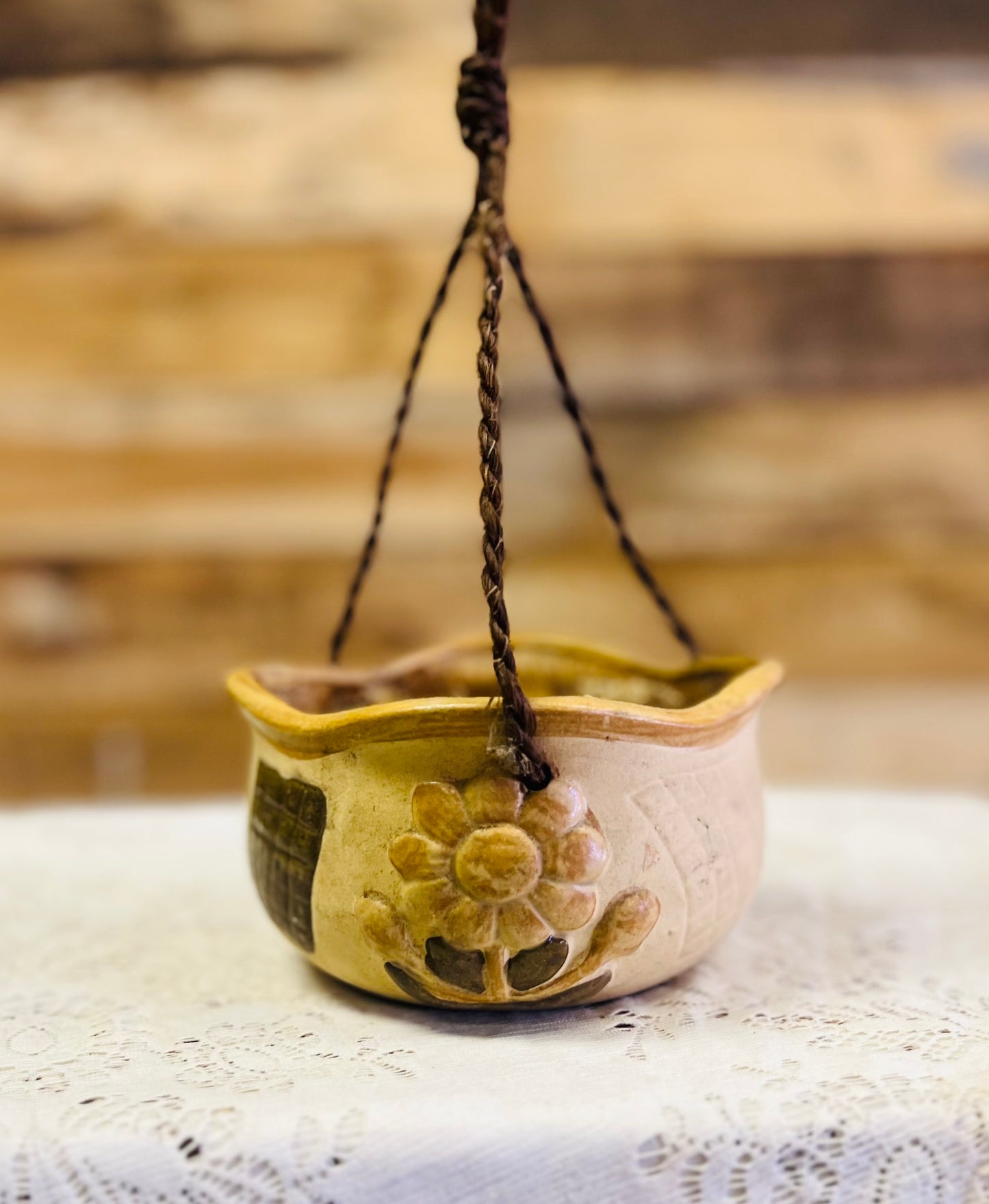 Vintage Pottery Hanging Planter
