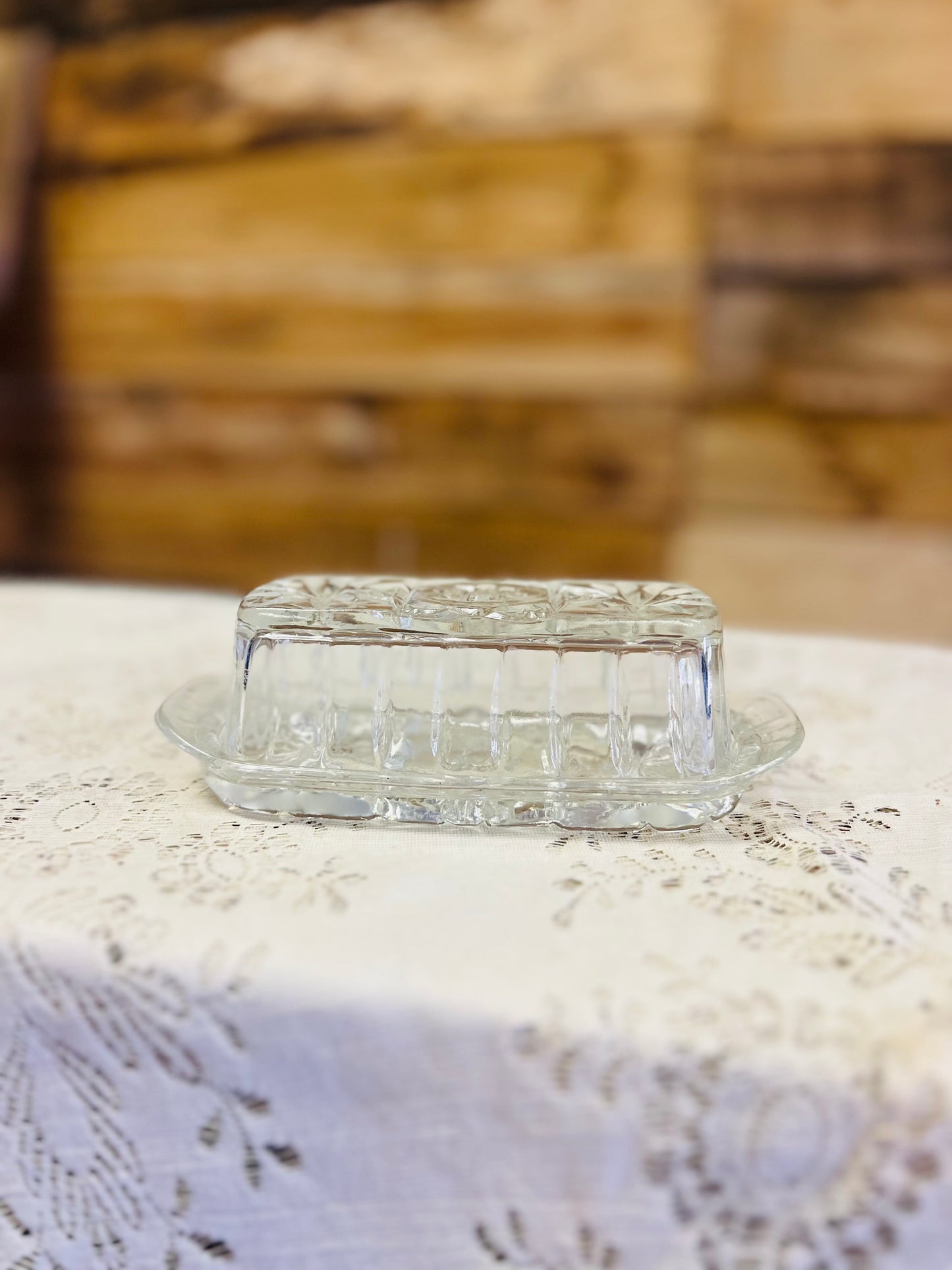 Vintage Anchor Hocking Star Of David Butter Dish