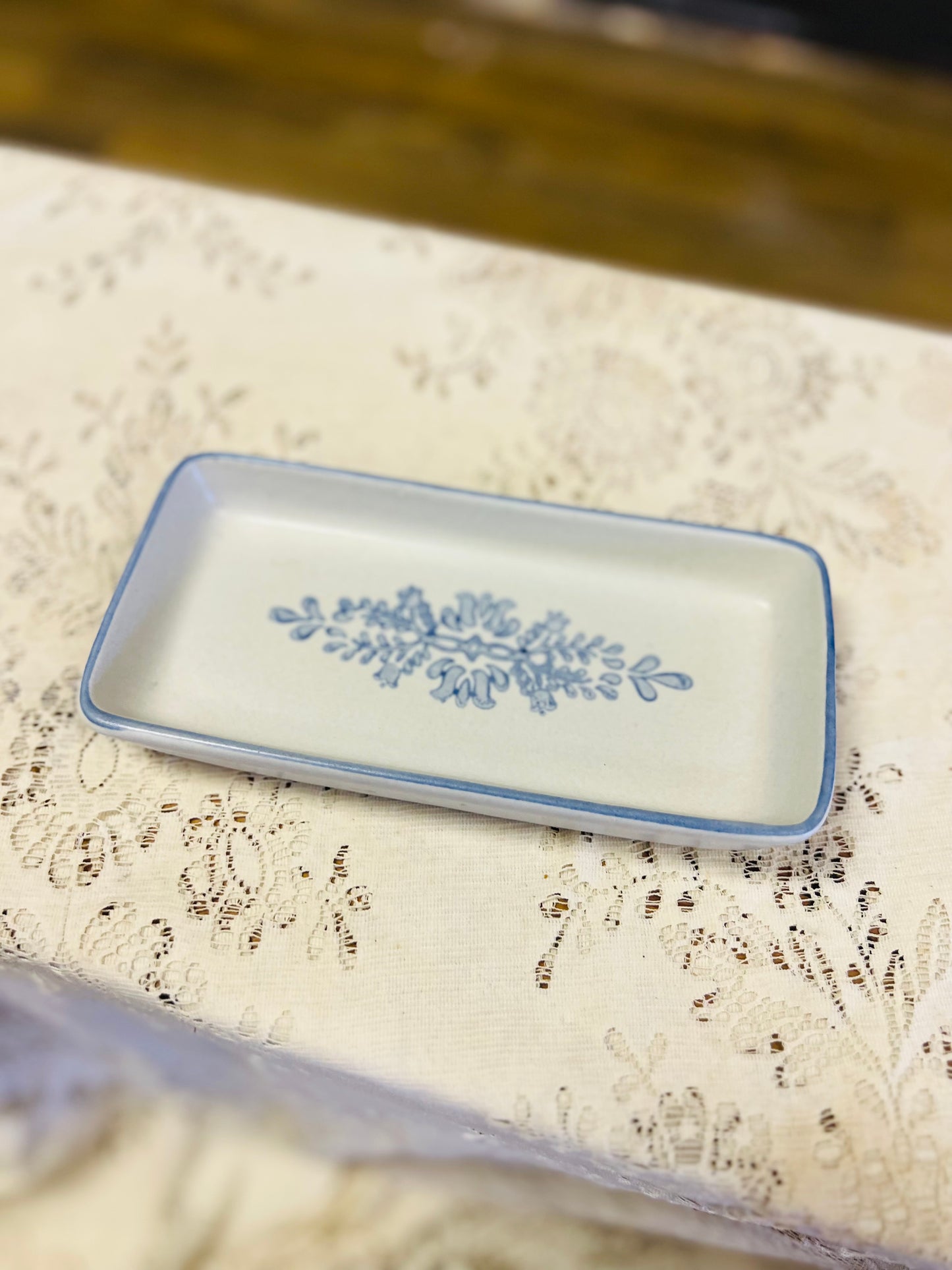 Vintage Pfaltzgraff Yorktowne Relish Tray with Blue Florals
