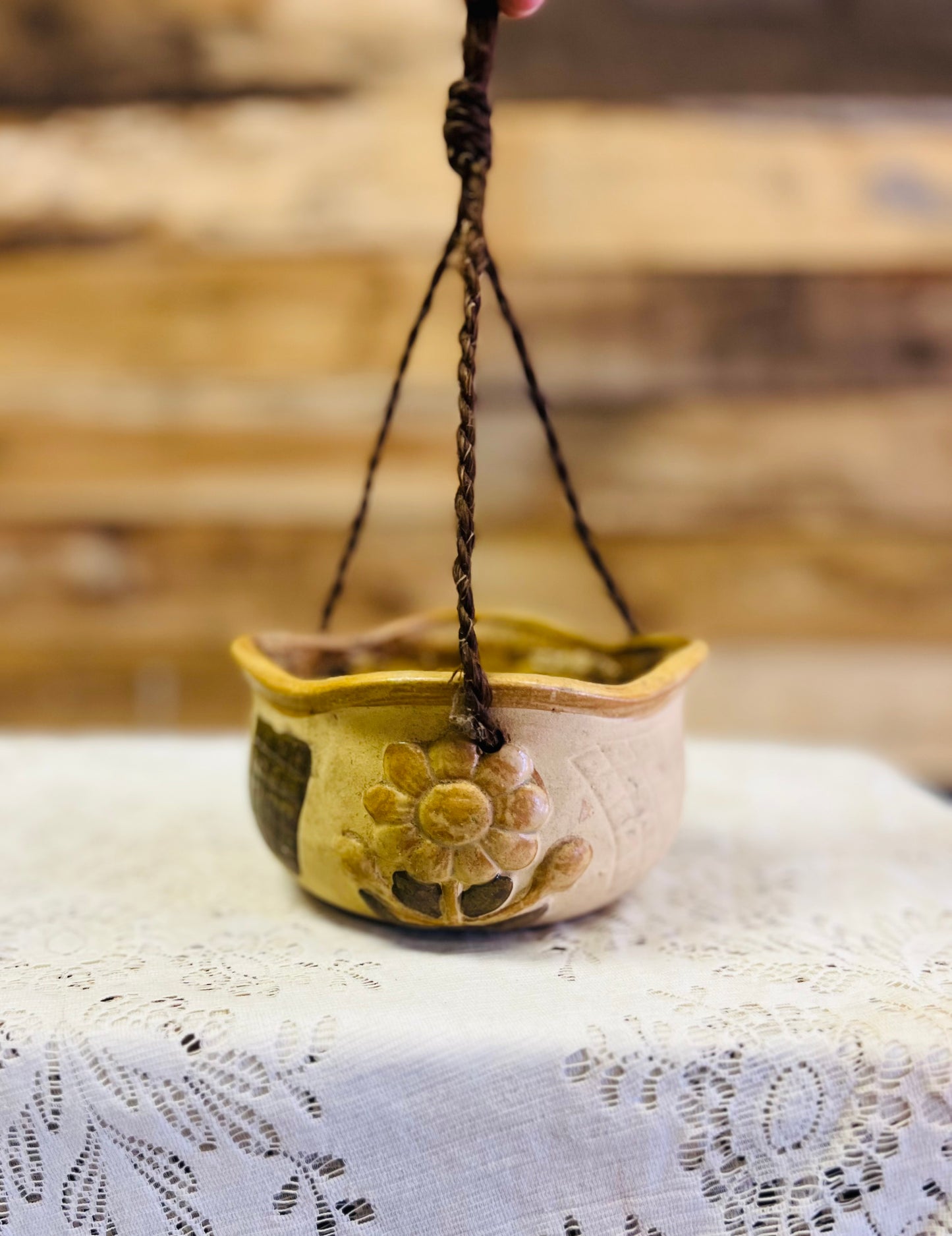 Vintage Pottery Hanging Planter