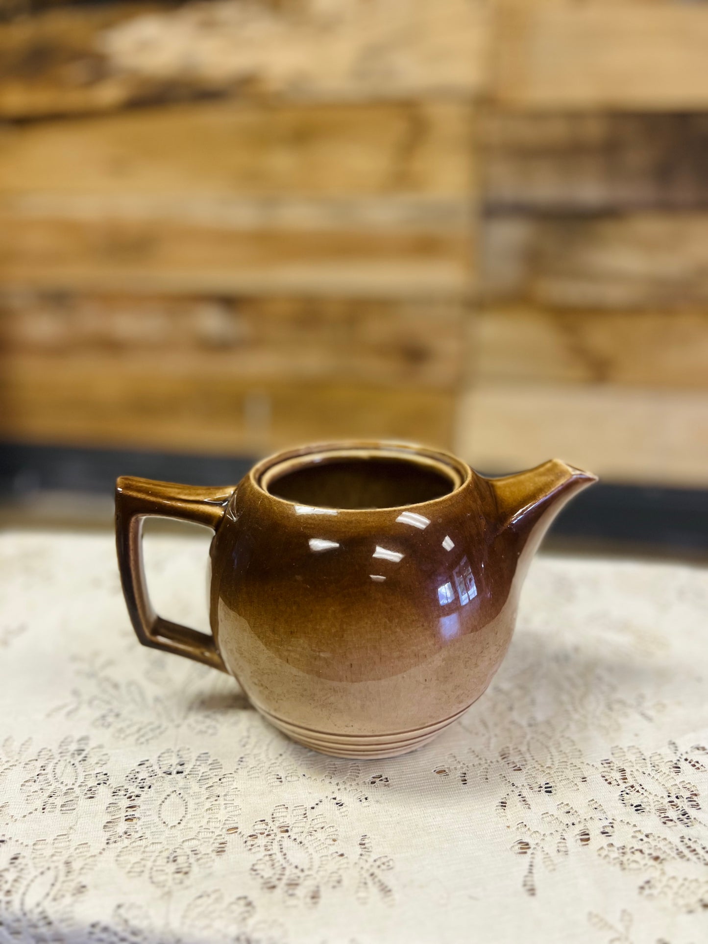Vintage McCoy Tan and Brown Teapot