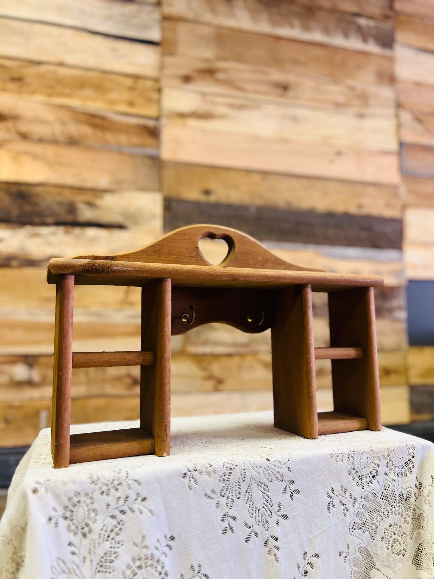 Old Wooden Heart Trinket Shelf