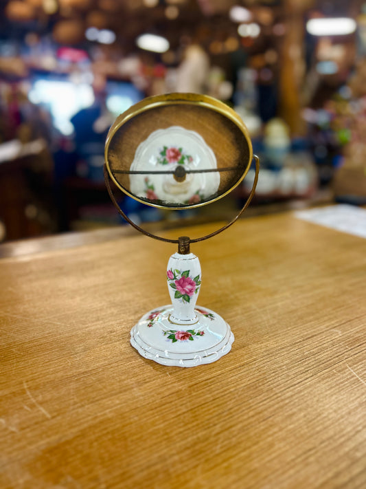 Vintage Japan Floral Porcelain Vanity Mirror