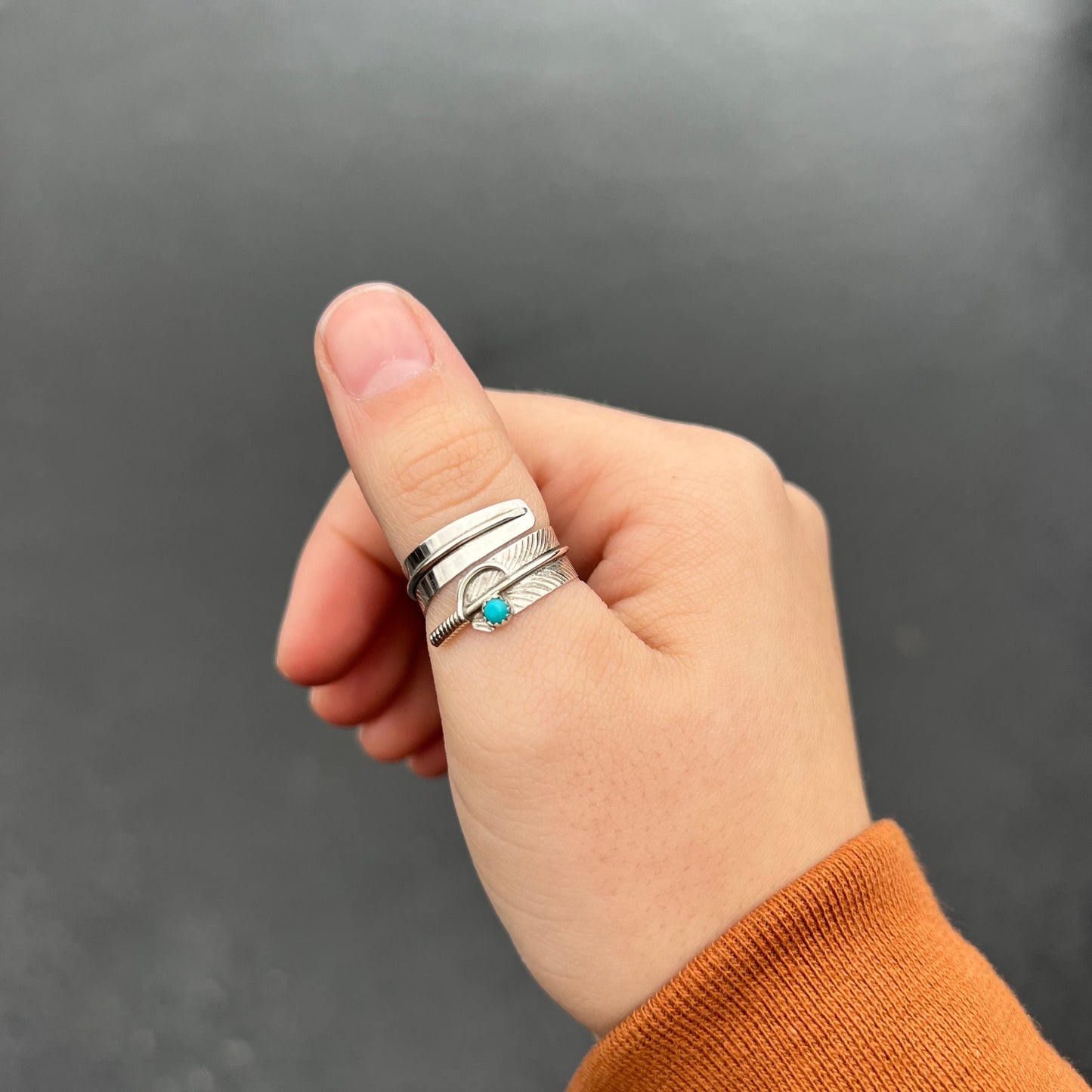 Turquoise Feather Wrap Ring *Adjustable*