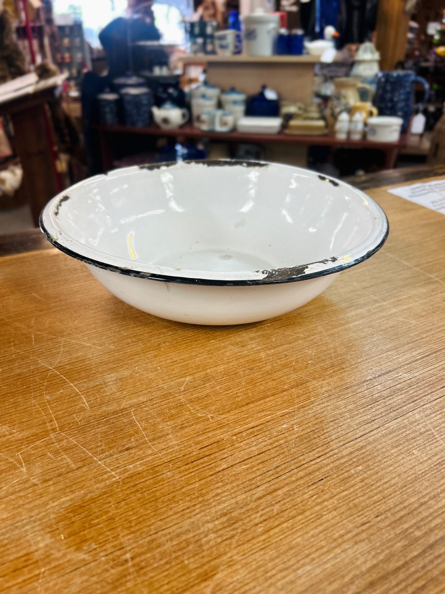White Bowl with Black Trim
