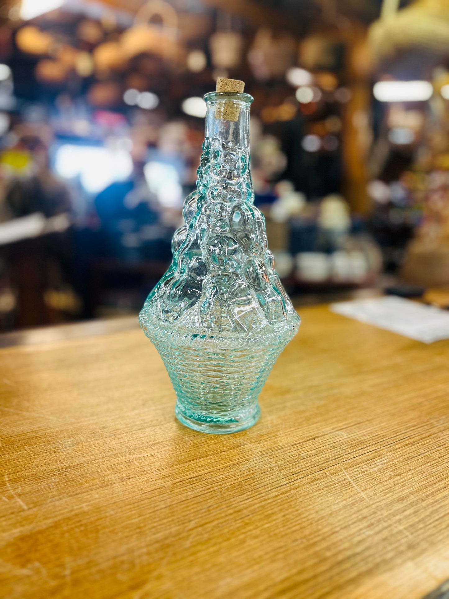 Vintage Made In Italy Fruit Design Glass Bottle