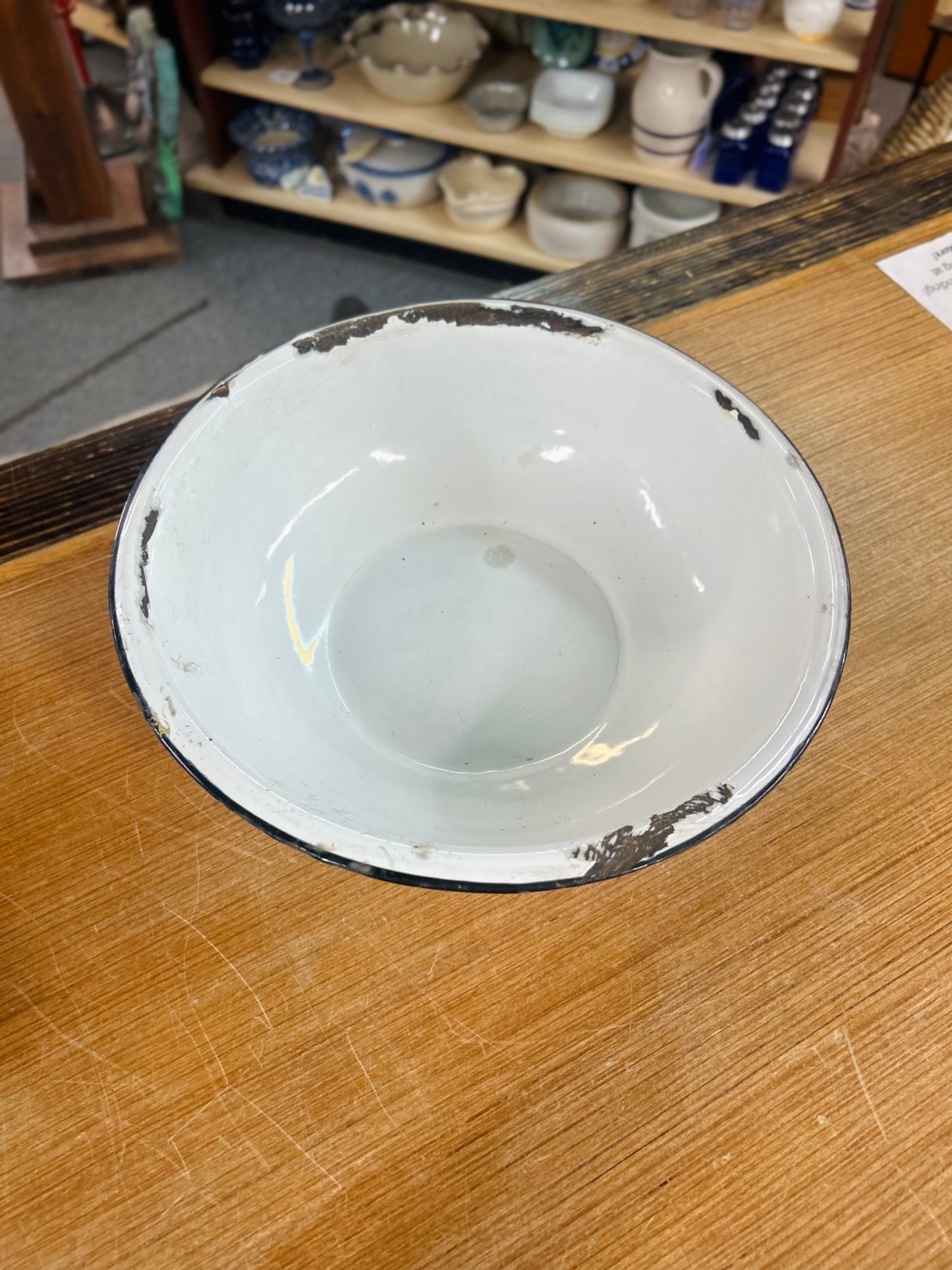 White Bowl with Black Trim