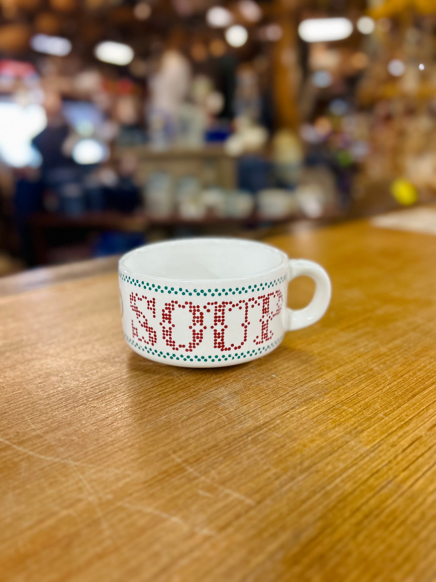 Vintage 1970's Houston Foods Ceramic Soup Mug with Needlepoint Pattern