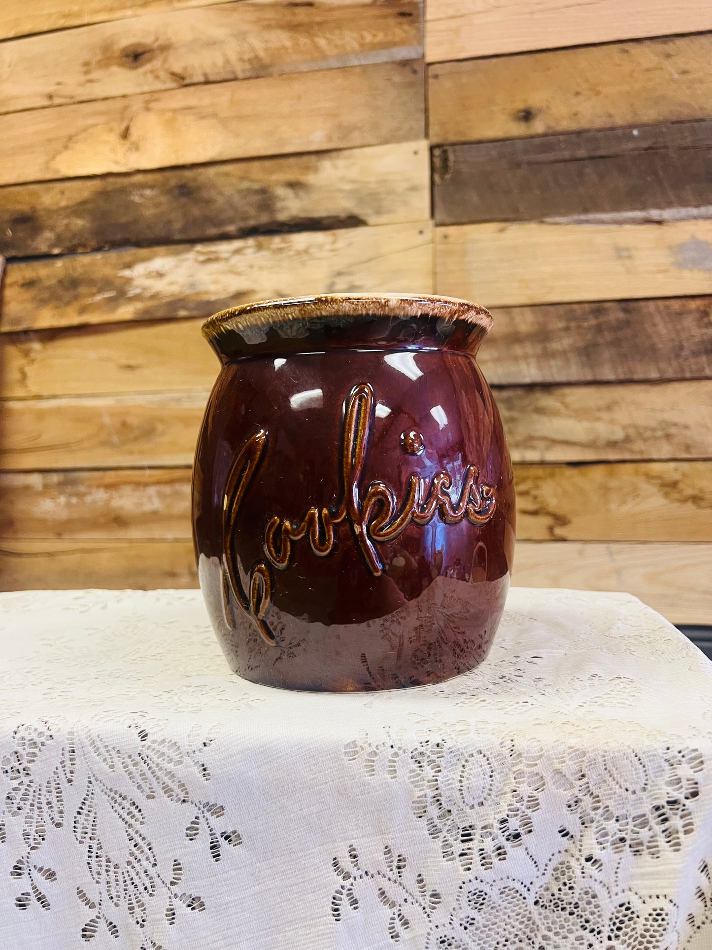 Vintage Hull Pottery Brown Cookies Jar