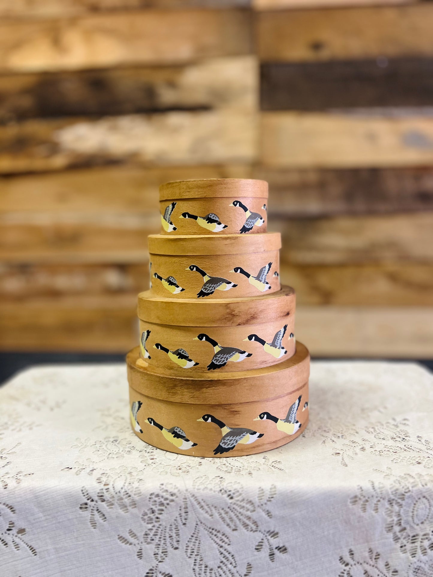Vintage Canada Geese Nesting Wood boxes - Set Of 4