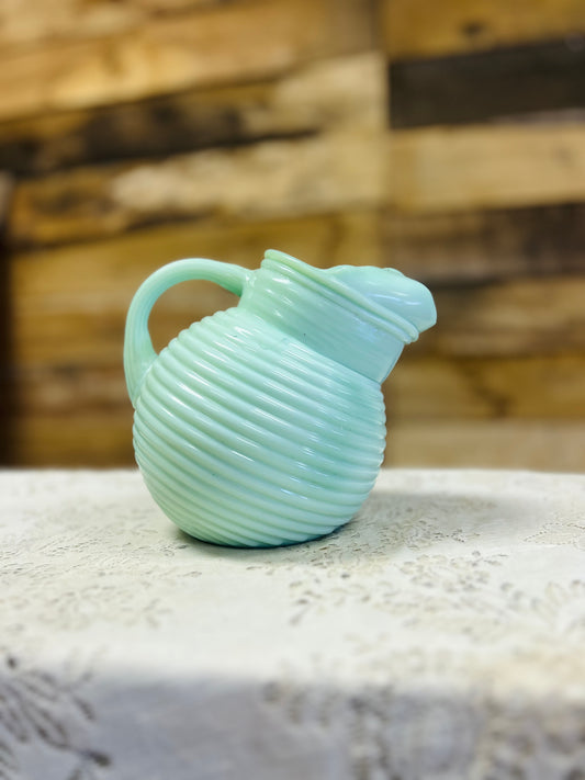 Vintage Green Jadeite Angled Pitcher