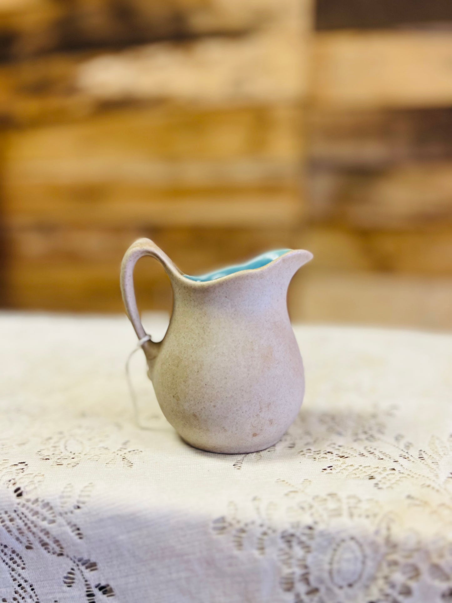 Vintage The Pigeon Forge Pottery Blue and Gray Floral Pitcher