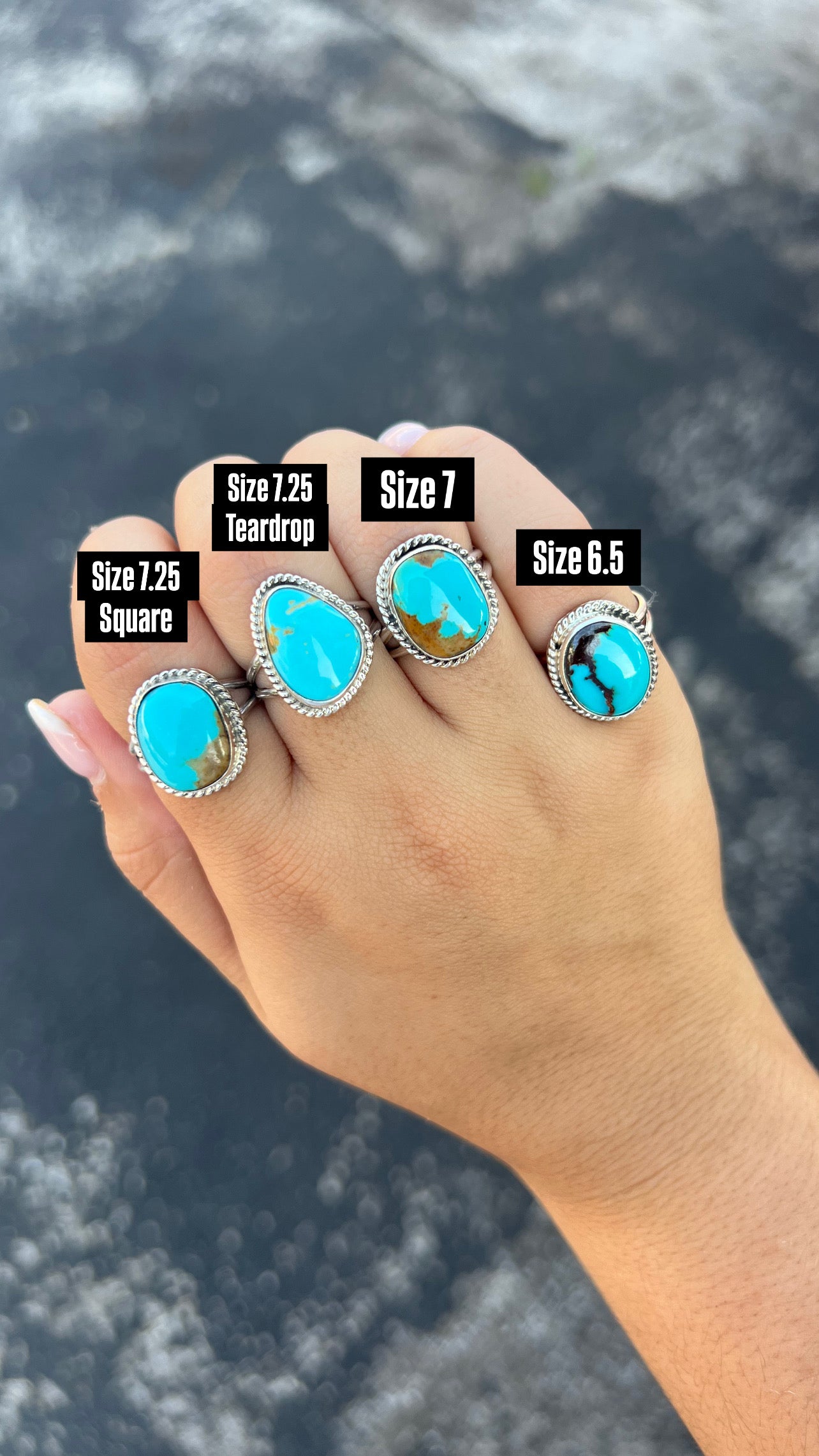 Kingman Turquoise Twisted Border Sterling Silver Ring