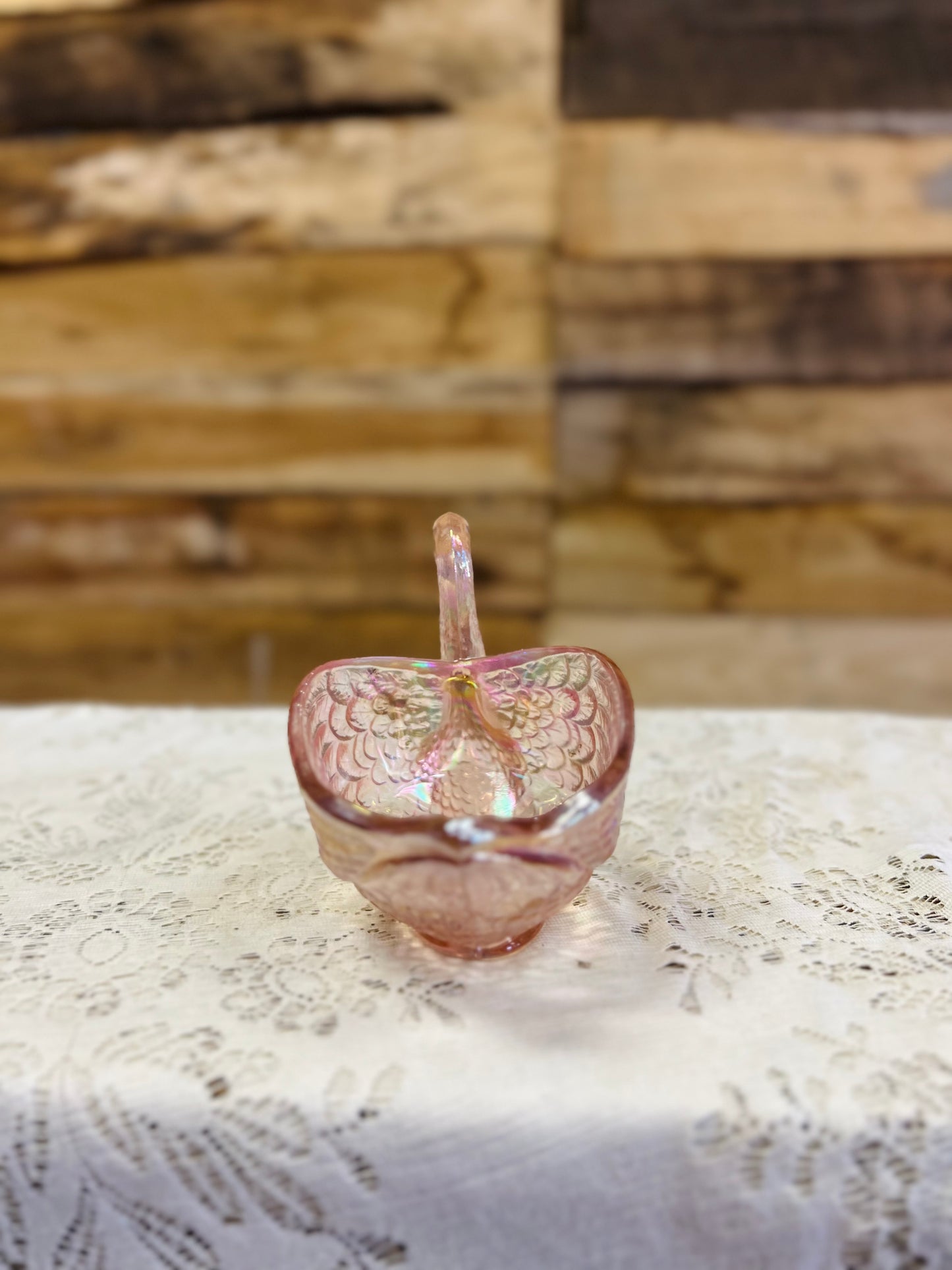 Vintage Imperial By Lennox Pink and Iridescent Swan Figurine Trinket Dish