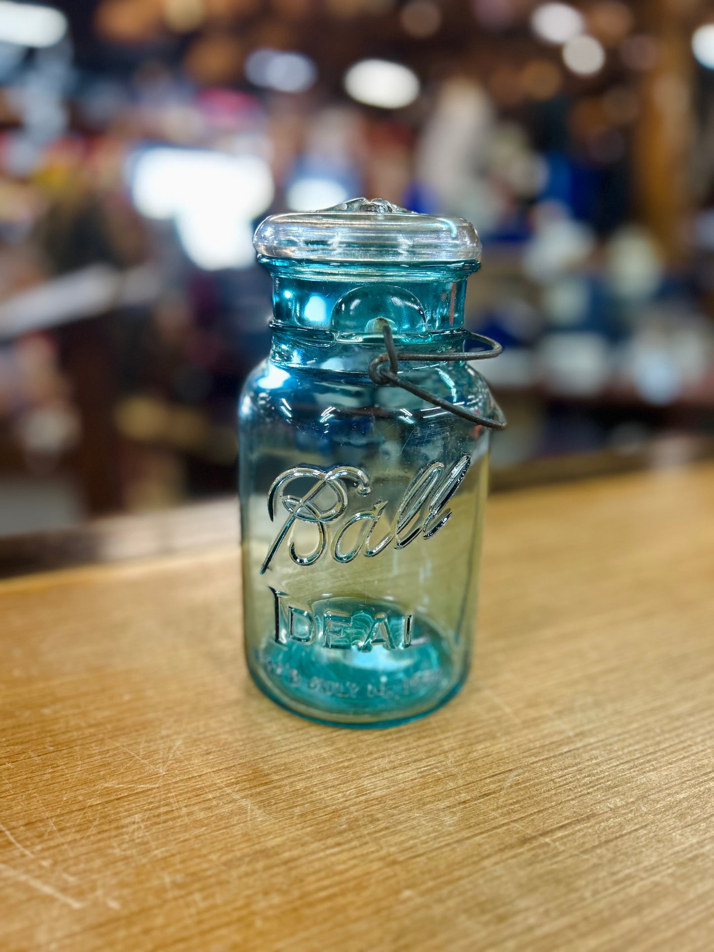 Antique Blue "Ball Ideal" Mason Jar with Lid