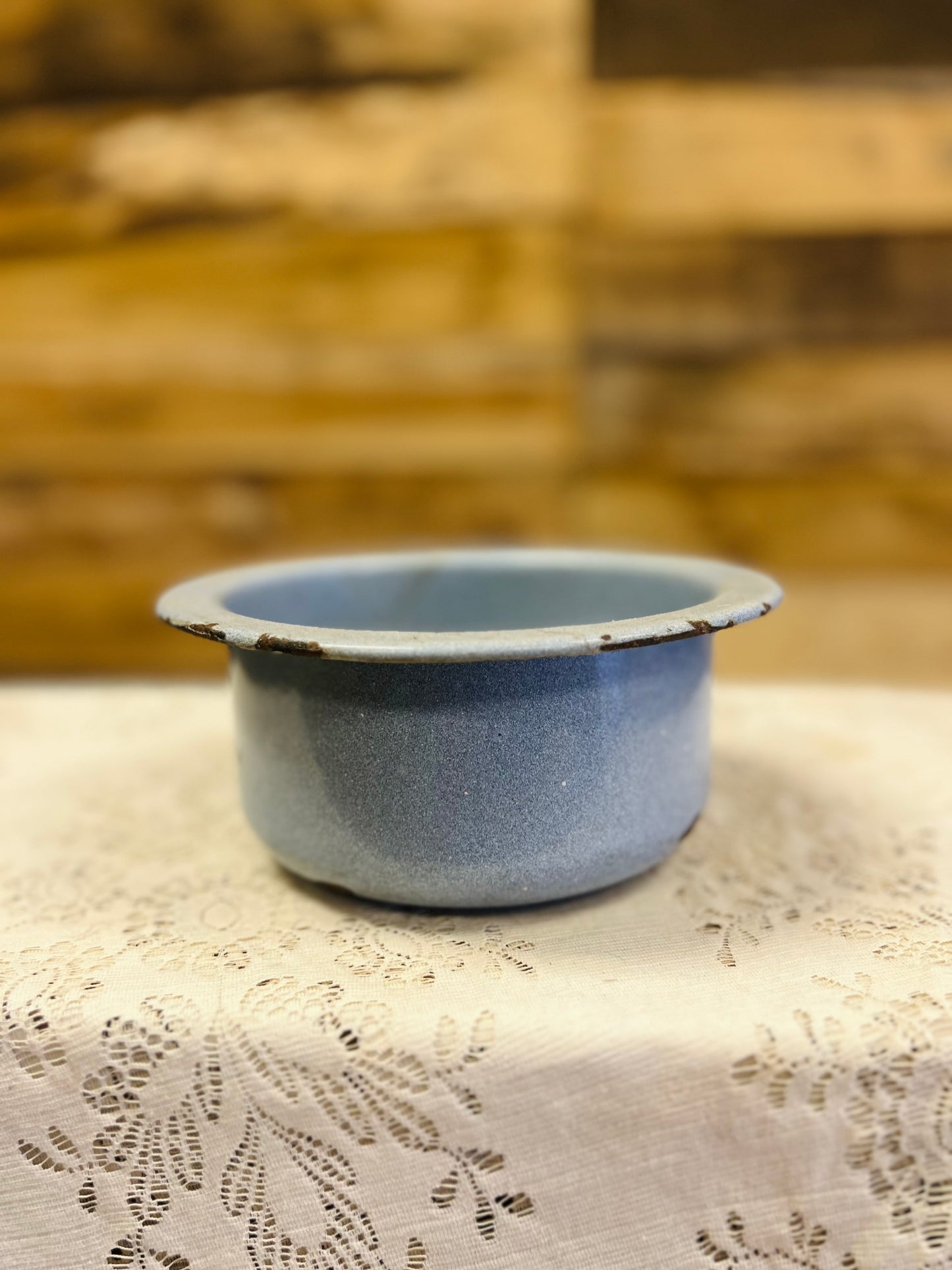 Vintage Blue Federal Glasweld Pot