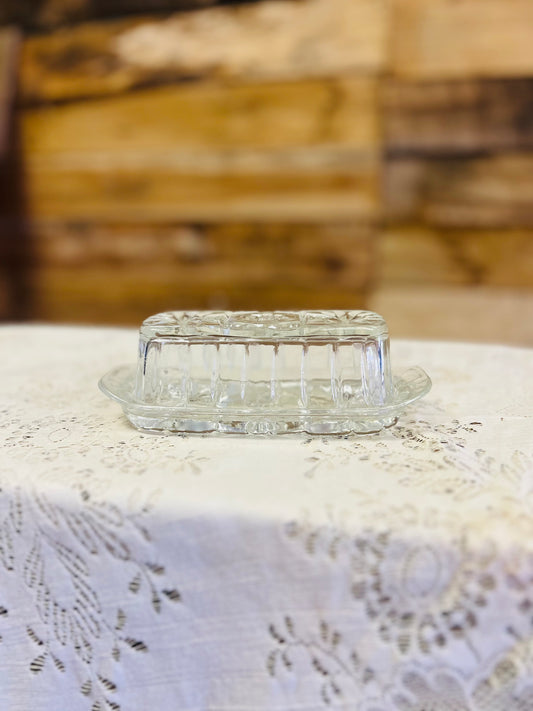 Vintage Anchor Hocking Star Of David Butter Dish