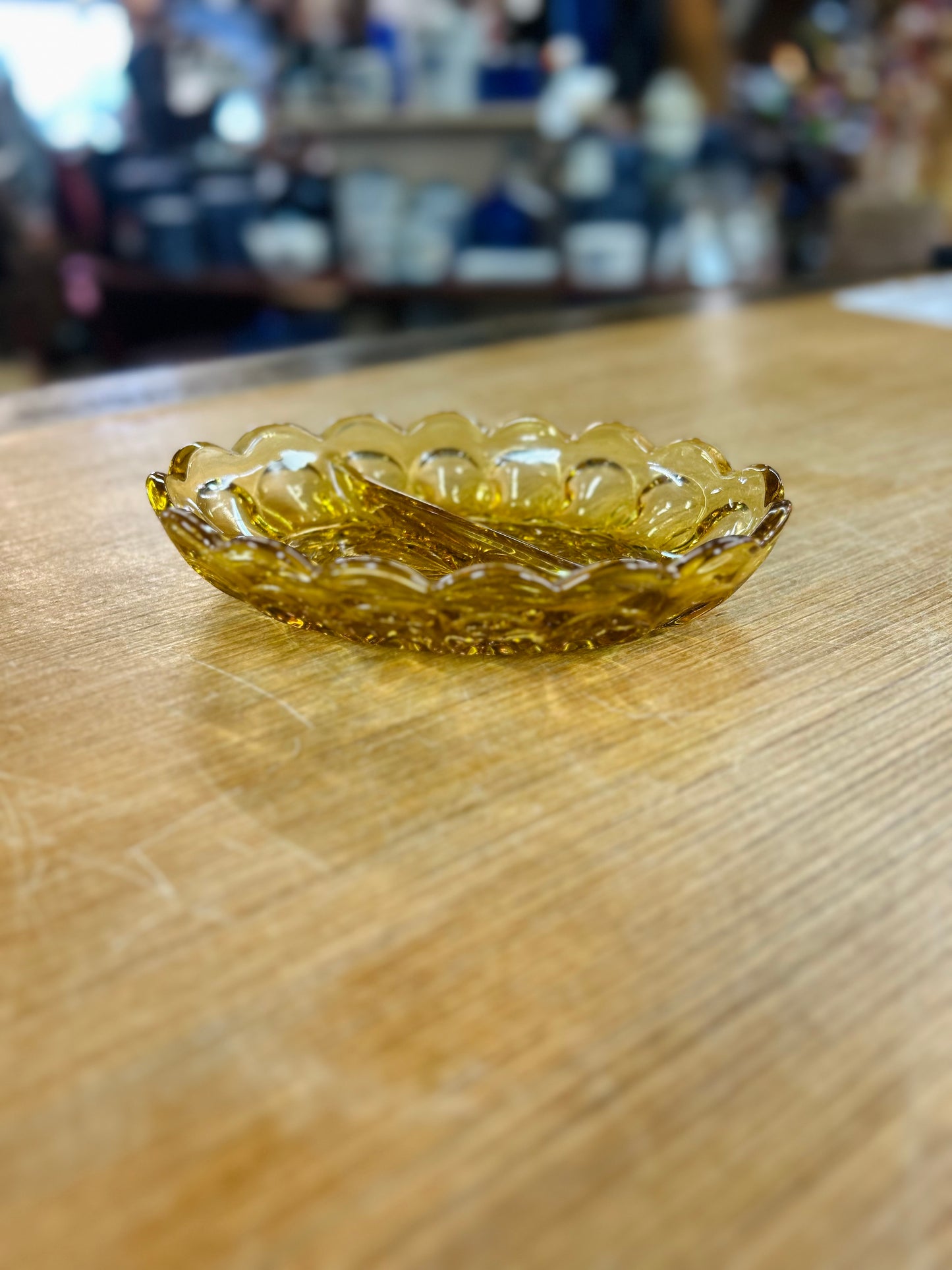 Vintage Anchor Hocking Fairfield Amber Divided Relish Dish