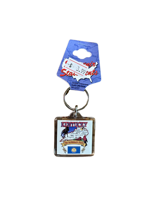 Kentucky Lucite State Map Keychain