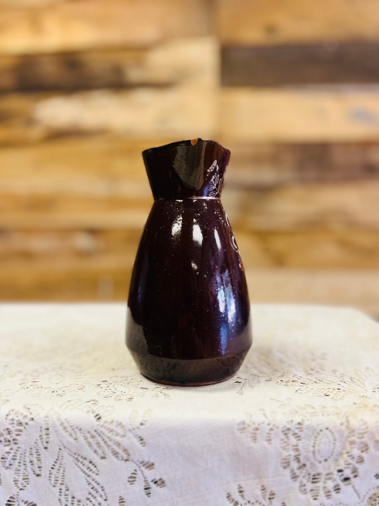 Vintage Brown Floral Pitcher