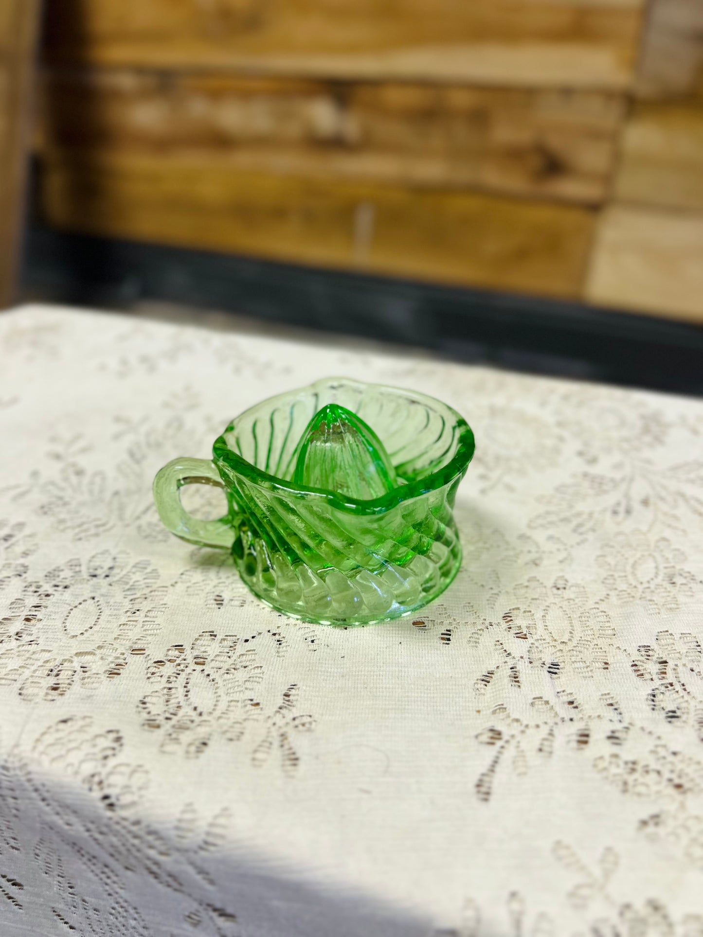 Vintage Green Glass Juicer
