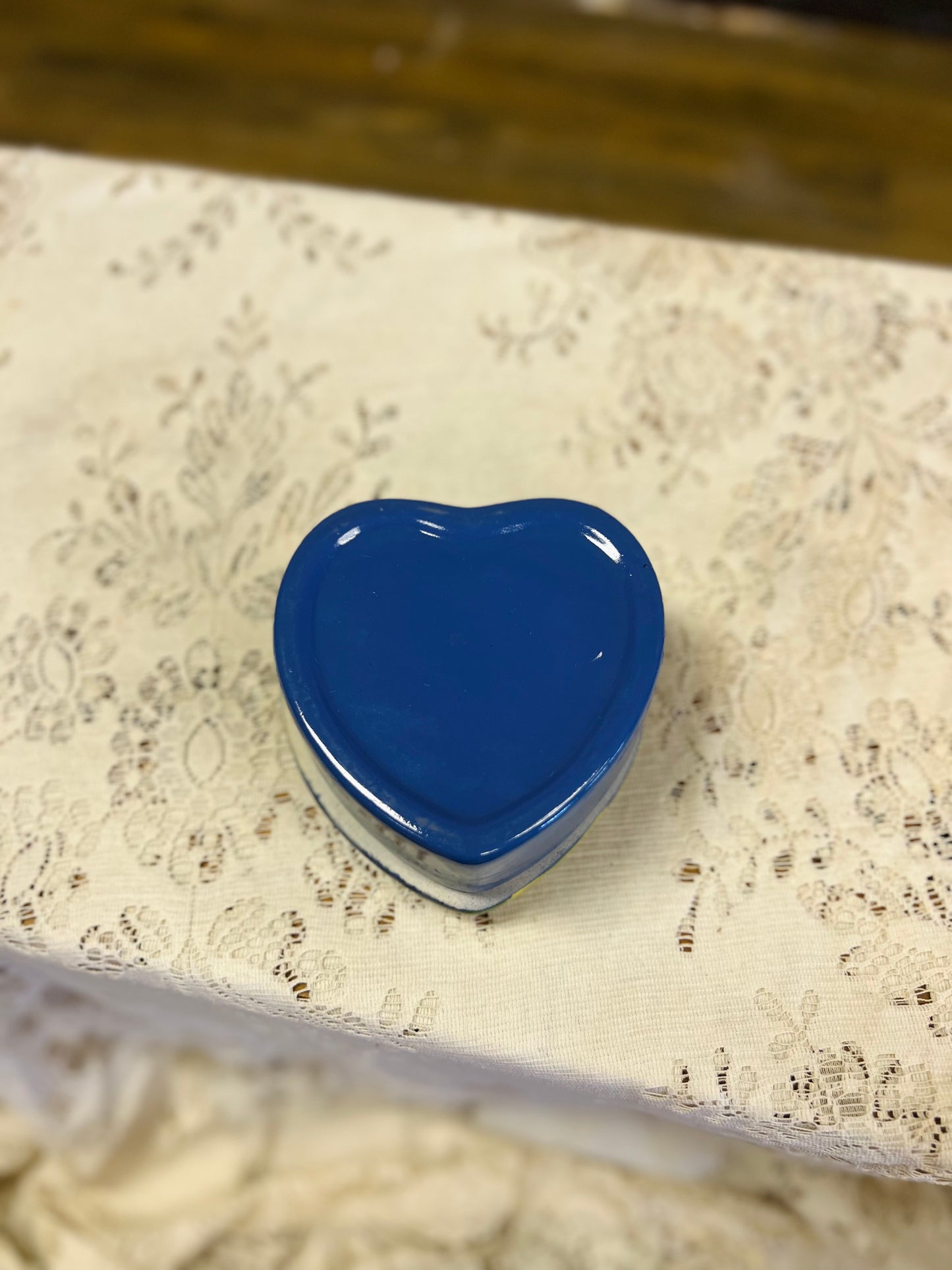 Vintage Nautical Heart Shaped Trinket Lighthouse Scene Dish