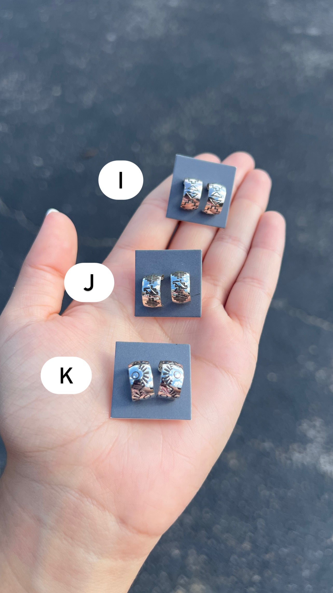 Mini Sterling Silver Stamped Hoop Earrings