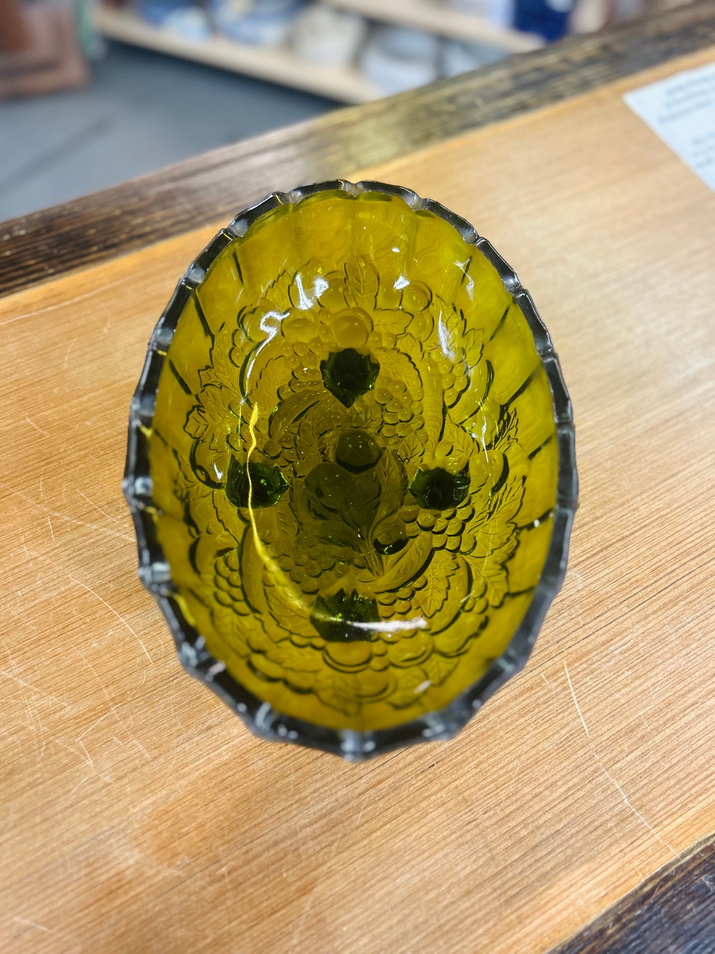 Vintage Green Indiana Glass Fruit Bowl