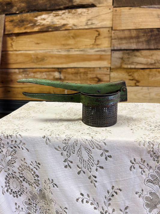 Vintage Green Metal Potato Ricer