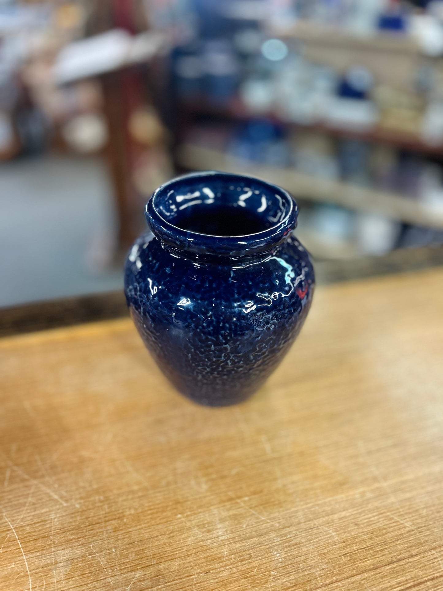 Vintage Blue Textured Vase