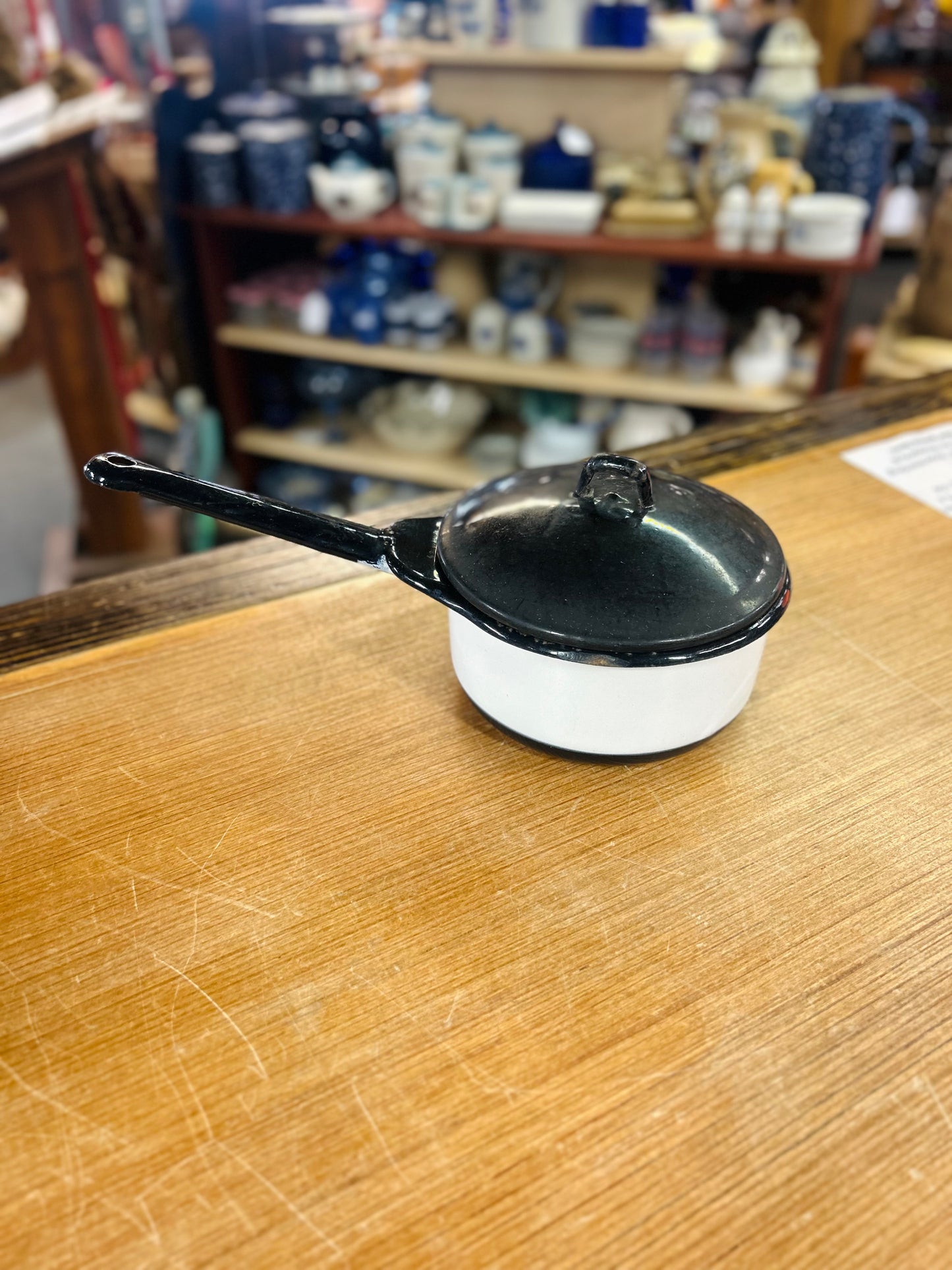 Vintage Pot with Black Lid