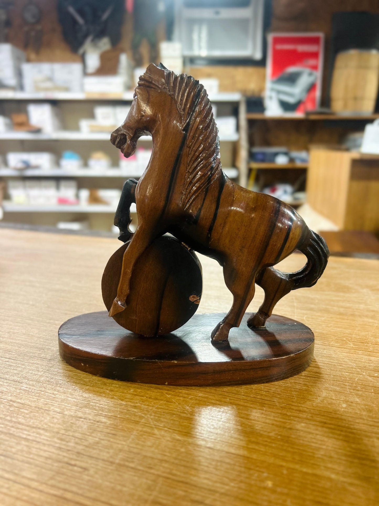 Vintage Hand-carving Of Horse Rearing Stallion