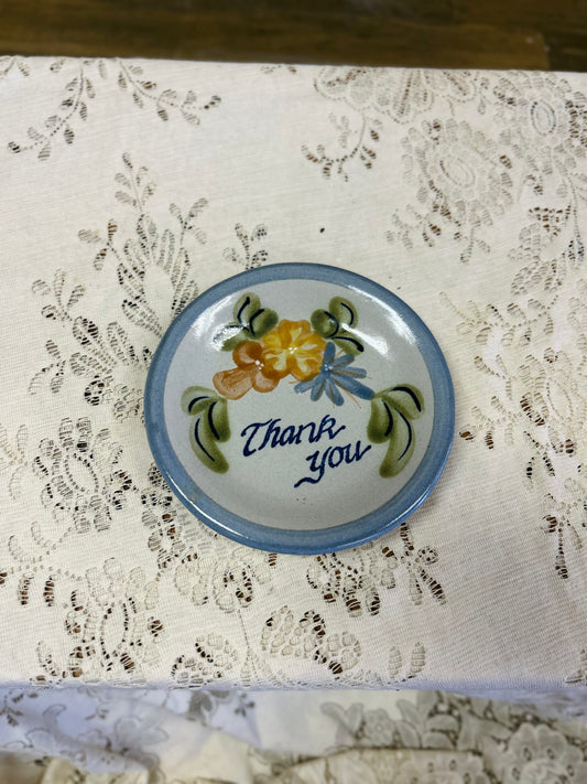 Vintage Louisville Stoneware "Thank you" Floral Dish