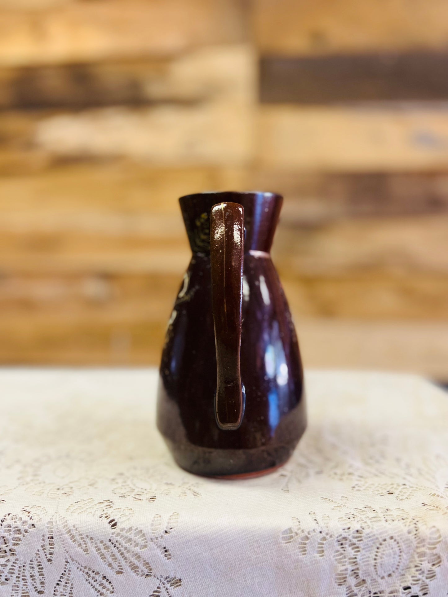 Vintage Brown Floral Pitcher