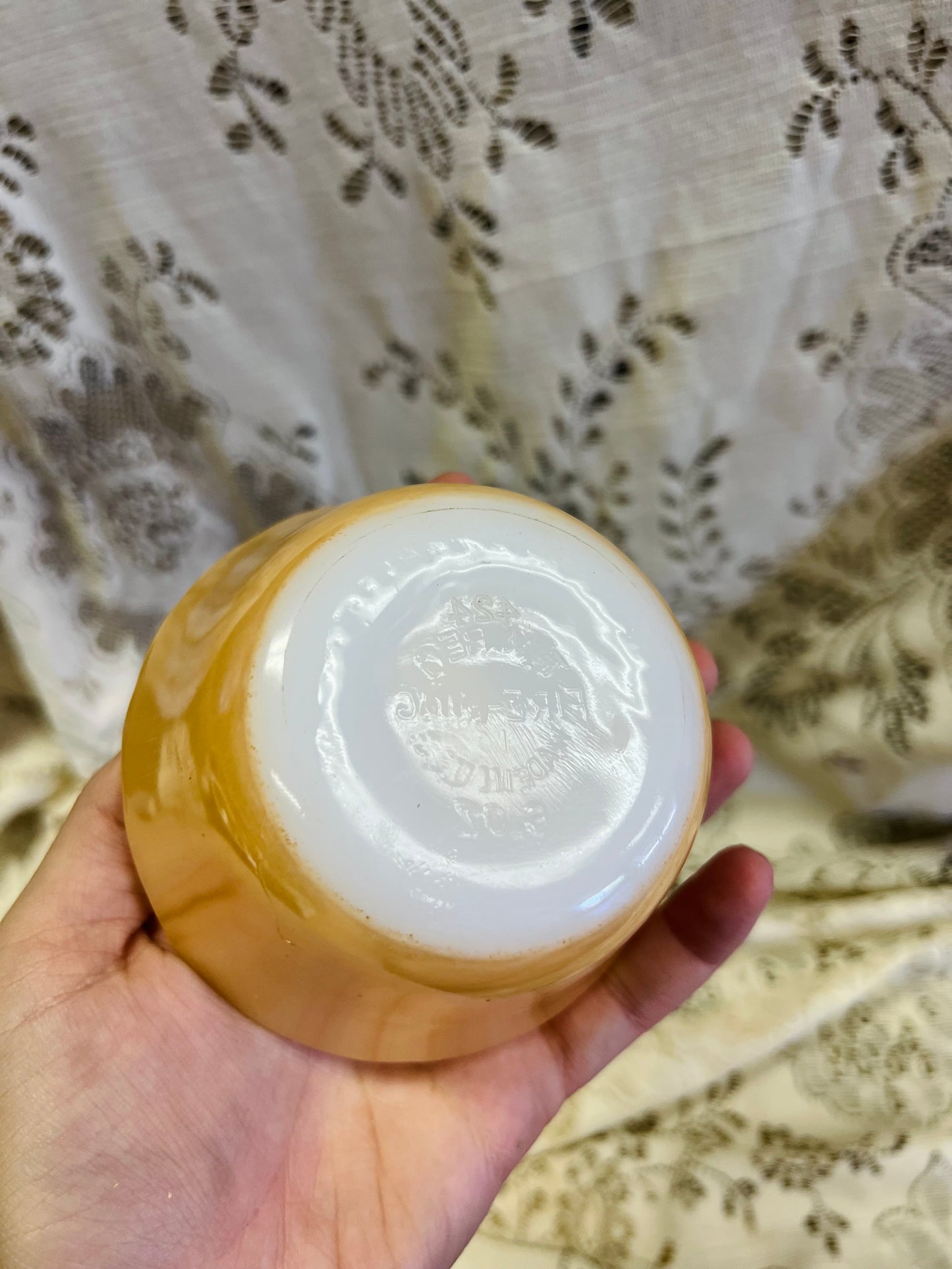 Vintage Fire-King Peach Lustre Ramekin Custard Cup with Iridescent Finish