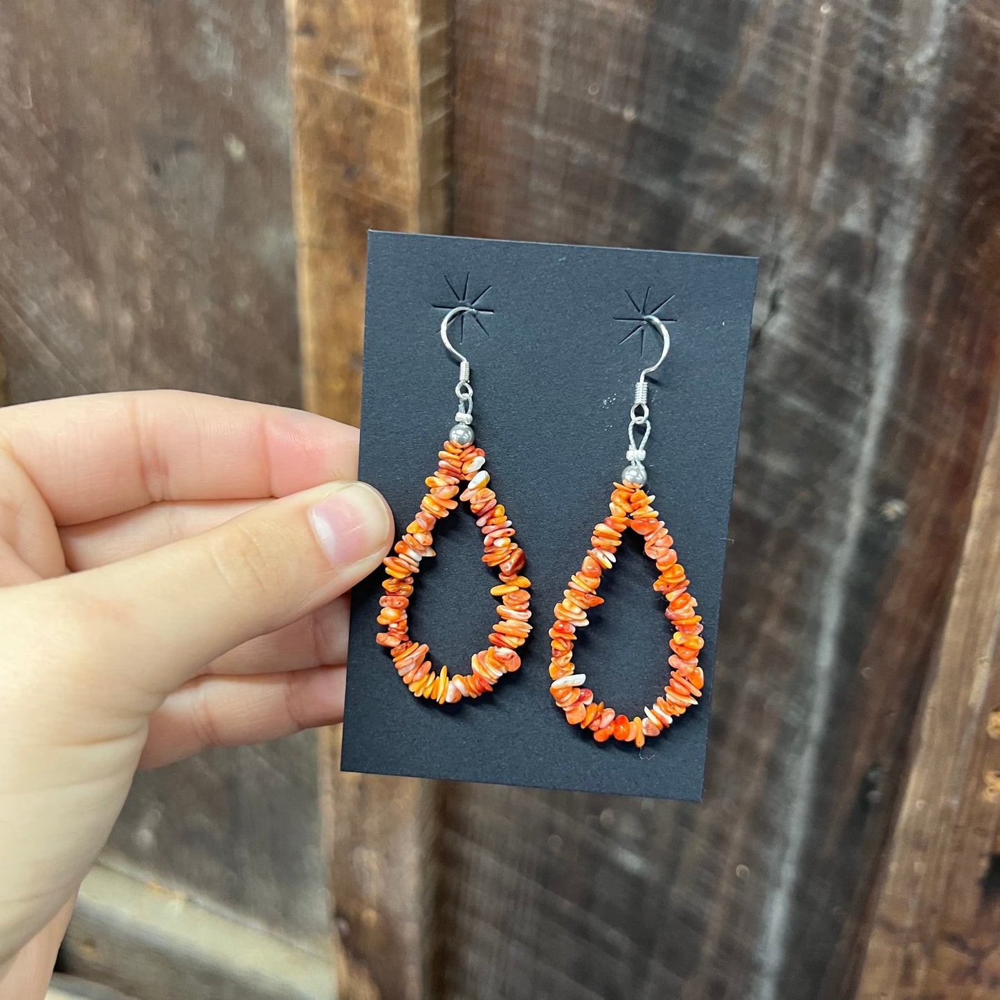 Red Spiny Oyster Nugget Earrings