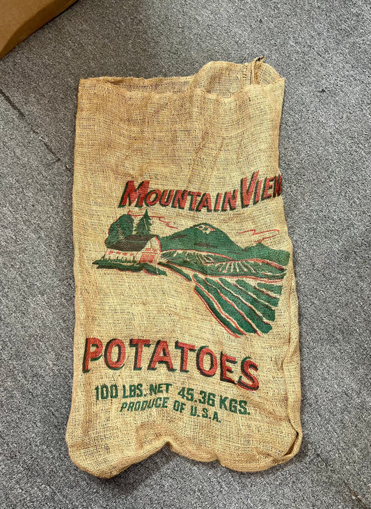 Vintage Burlap 100lbs Mountain View Potatoes Sack