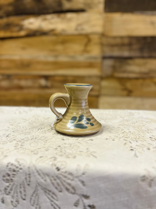 Vintage Pfaltzgraff Tan and Blue Candle Holder