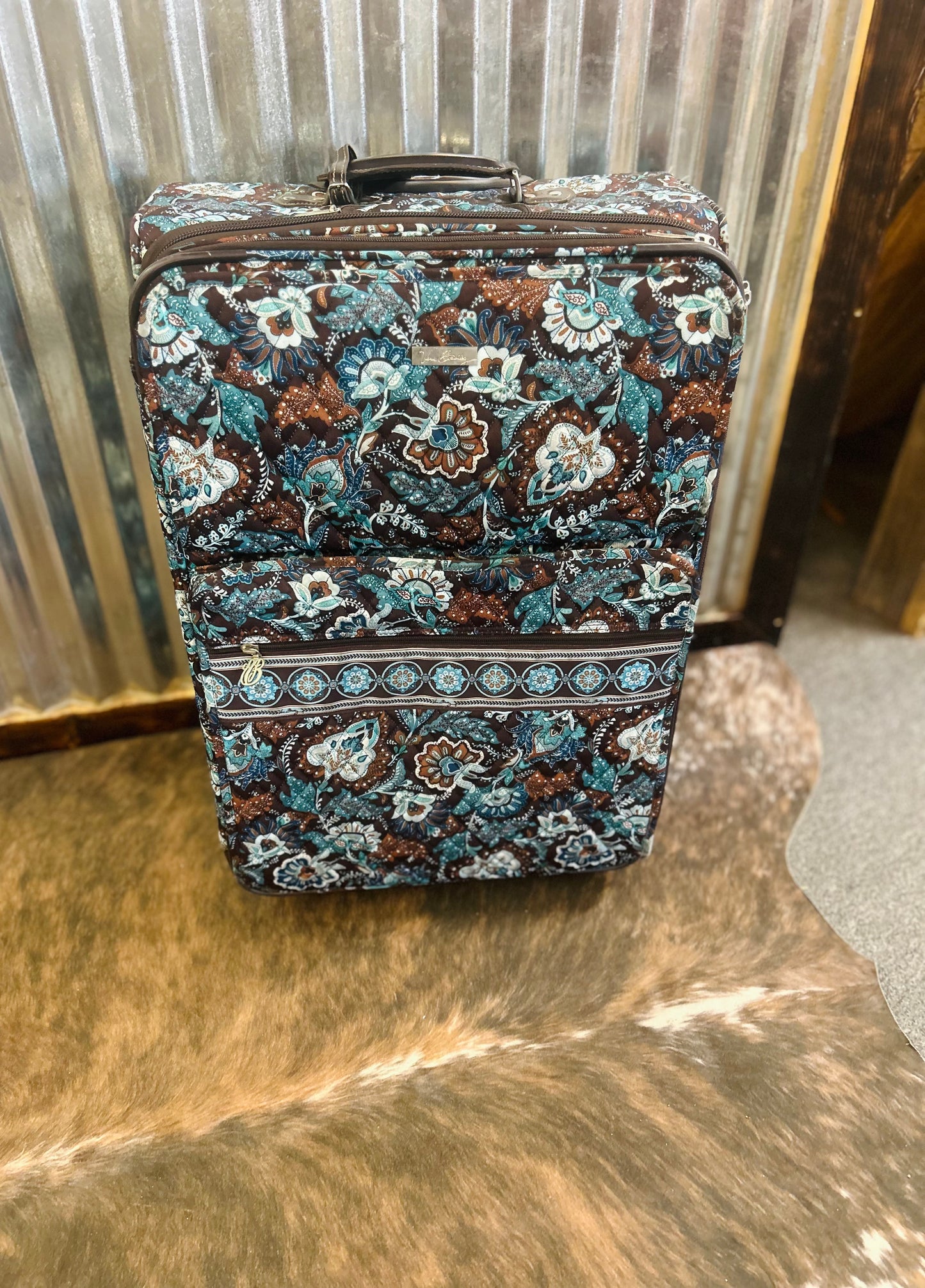 Vera Bradley Large Rolling Suitcase in "Java Blue" with Matching Carry On